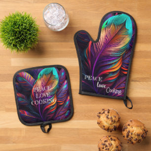 Set De Manoplas Plumas psicodélicas de los 70s 60s 