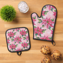 Set De Manoplas Poinsettia rosa