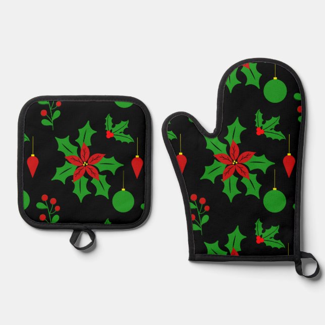Set De Manoplas Poinsettias y agujeros en negro (Anverso)