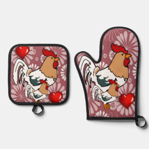 Set De Manoplas Pollo Oven Mitt & Pot Holding