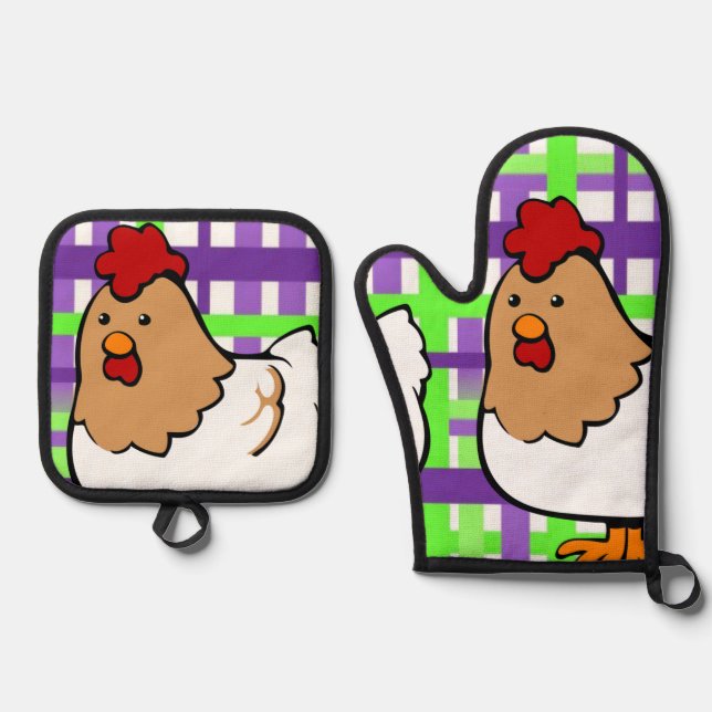 Set De Manoplas Pollo Oven Mitt & Pot Holding (Anverso)