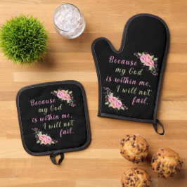 Set De Manoplas "Porque mi Dios está conmigo" (negro)
