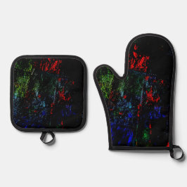 Set De Manoplas Pot holder and oven mitt dark texture abstract