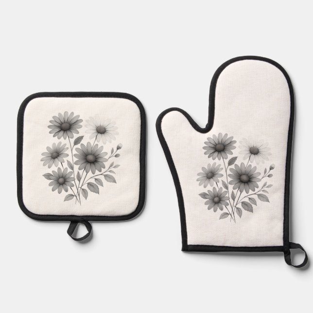 Set De Manoplas Potholder and Oven Mit - Daisy Design - Corrine &  (Anverso)