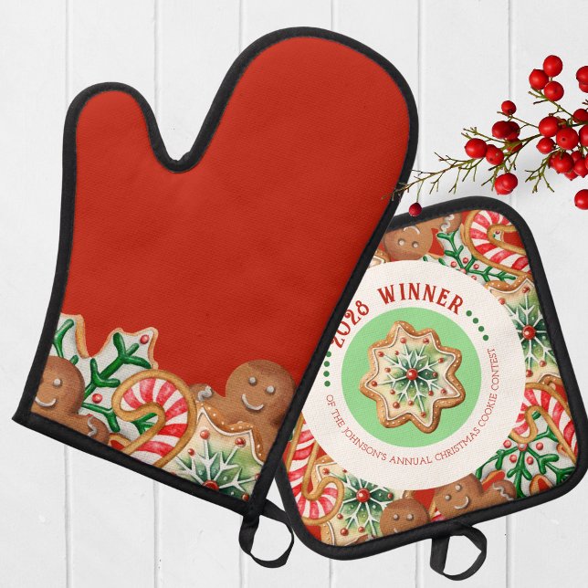 Set De Manoplas Premio ganador anual del Concurso de Galletas de N (Christmas Cookie Competition Prize Oven Set for the Winner. Great for Cookie & Baking Contests!)