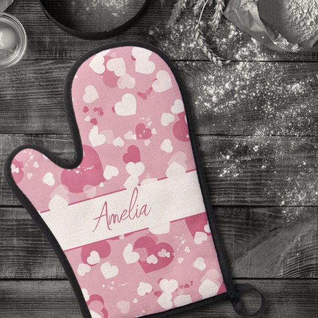 Set De Manoplas Pretty Pink Love Heart Personalized (Subido por el creador)