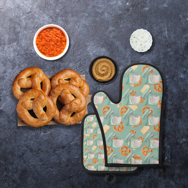 Set De Manoplas Pretzels, pan y mezclas de azul verdoso (Subido por el creador)