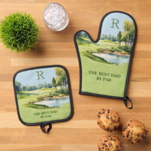 Set De Manoplas Primer campo de golf Best Dad by Par Watercolor