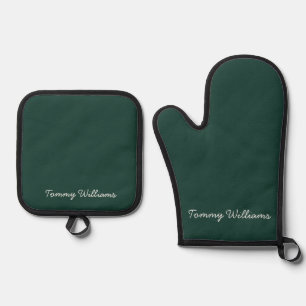 Set De Manoplas Profesional verde de esmeralda minimalista simple