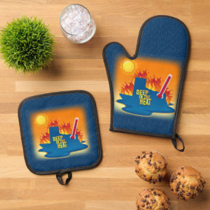 Set De Manoplas Profundo en el calor de Texas Oven Mitt y Pot Hold