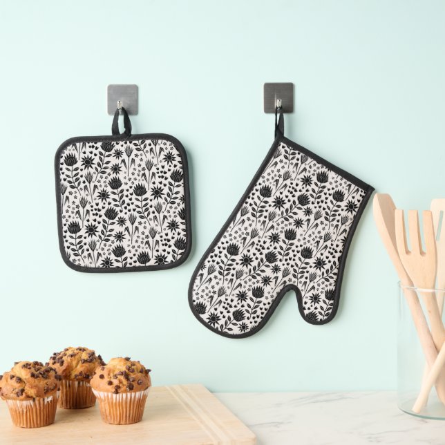 Set De Manoplas Protea Bloque floral Imprimir Millefleur blanco ne (Insitu (colgante))