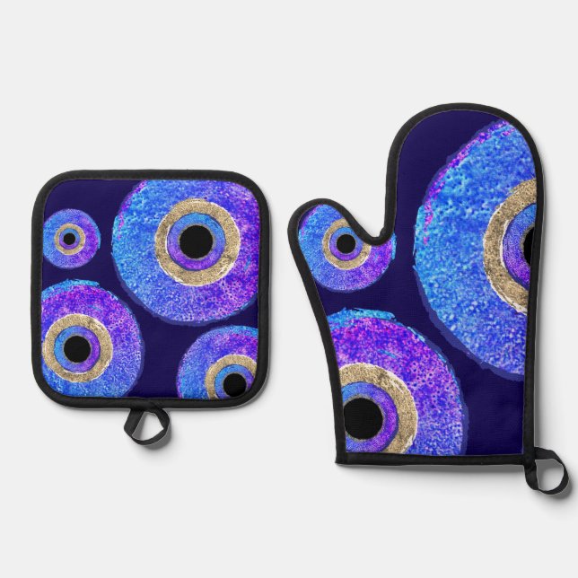 Set De Manoplas Protección del ojo malvado azul  (Anverso)