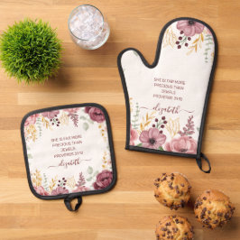 Set De Manoplas Proverbios 31 Flor pastel rosa elegante
