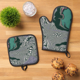 Set De Manoplas Psicodelic Marble Swirl