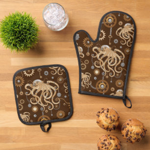 Set De Manoplas Pulpo Steampunk Retro Fantasía Mecánica