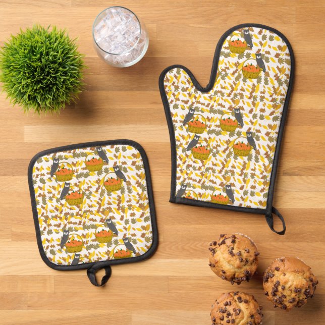 Set De Manoplas Pumpkin Basket Oven Mitt and Pot Holders (De arriba hacia abajo)