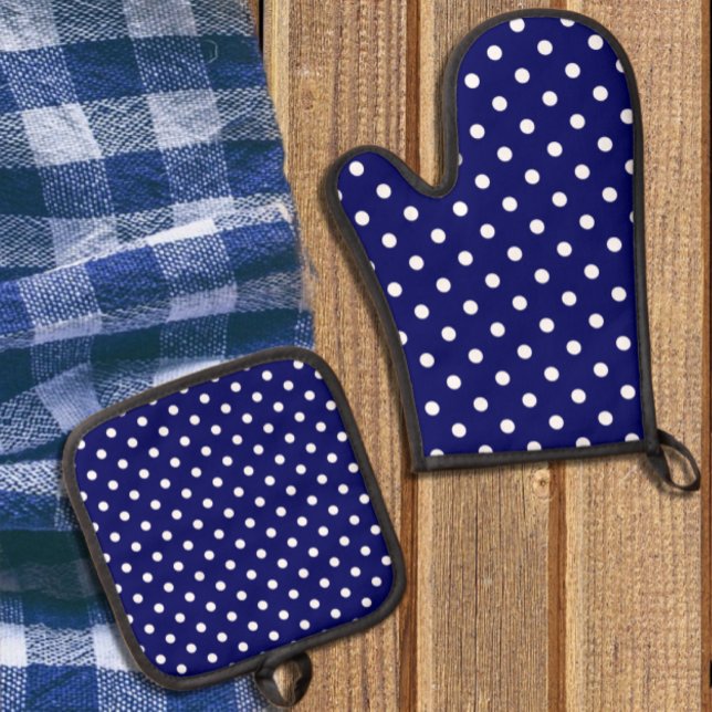 Set De Manoplas Punto de Polka Azul (Subido por el creador)