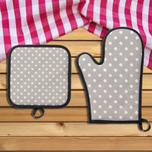 Set De Manoplas Punto de Polka Gris