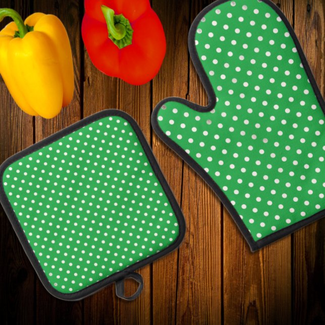 Set De Manoplas Punto de Polka Verde (Subido por el creador)