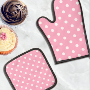 Set De Manoplas Puntos de Polka Rosa