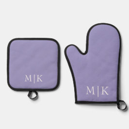 Set De Manoplas Purple and White | Modern Monogram