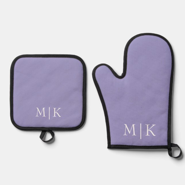 Set De Manoplas  Purple and White | Modern Monogram (Anverso)