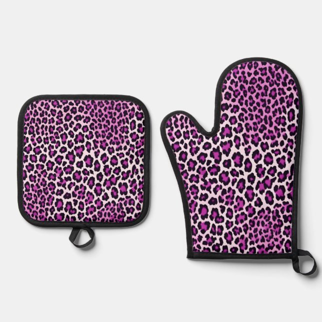 Set De Manoplas Púrpura de impresión de leopardo (Anverso)