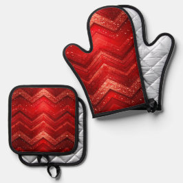 Set De Manoplas Purpurina decorativo rojo