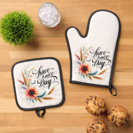 Set De Manoplas Que tenga un buen día floral