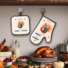 Set De Manoplas Quirky Light Peach Watercolor Turquía Acción de Gr