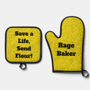 Set De Manoplas Rage Baker Yellow Oven Mitt and Pot Holding