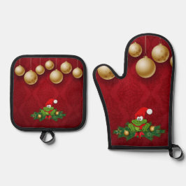 Set De Manoplas Rana de Navidad 