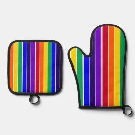 Set De Manoplas Rayas arcoiris