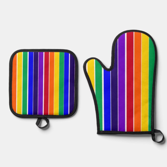 Set De Manoplas Rayas arcoiris (Anverso)