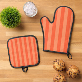 Set De Manoplas Rayas bicolor naranjas