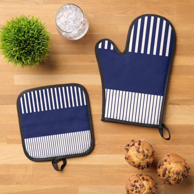 Set De Manoplas Rayas Colour Pop - Azul y Blanco (De arriba hacia abajo)