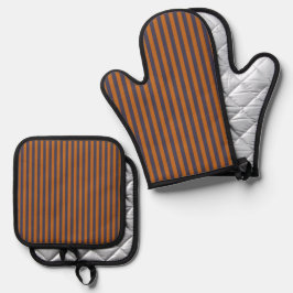 Set De Manoplas Rayas de Naranja Púrpura Patrón