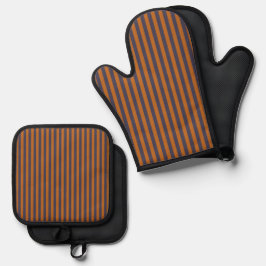 Set De Manoplas Rayas de Naranja Púrpura Patrón