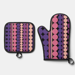 Set De Manoplas Rayas de punto geométrico retro