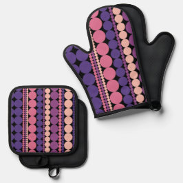 Set De Manoplas Rayas de punto geométrico retro