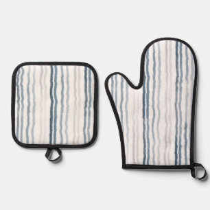 Set De Manoplas Rayas finas de acuarela, azul pizarra, gris, blanc