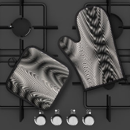 Set De Manoplas Rayas moiré negras y blancas - Resumen trippy