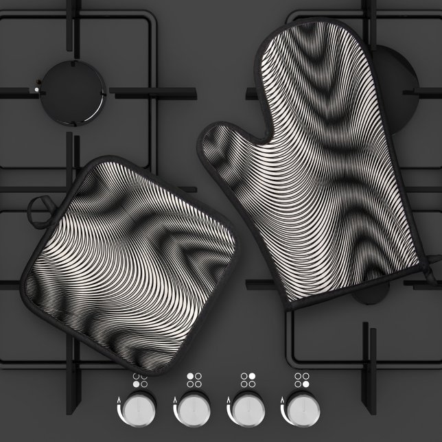 Set De Manoplas Rayas moiré negras y blancas - Resumen trippy (Subido por el creador)