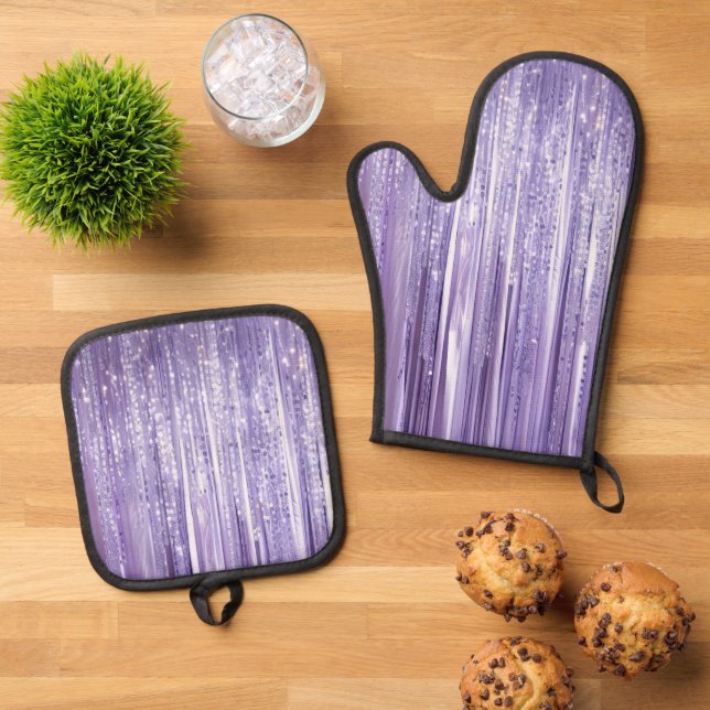 Set De Manoplas Rayas Tinsel Purple Glam (De arriba hacia abajo)