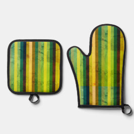 Set De Manoplas Rayas verticales verdes