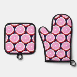Set De Manoplas Rebanada de Fruta Cítrica Geométrica Mercado de Me