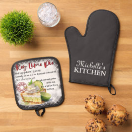 Set De Manoplas Receta personalizada de horneado de lápiz de cal