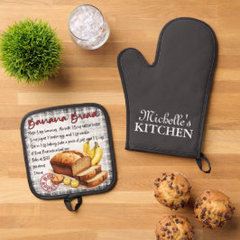 Set De Manoplas Receta personalizada de horneado de pan banano