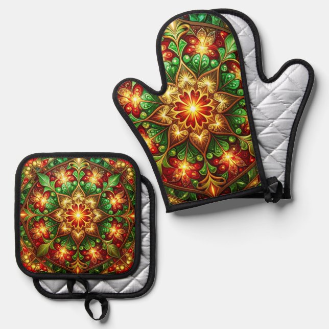 Set De Manoplas Red Green Decorative (Anverso/Reverso)
