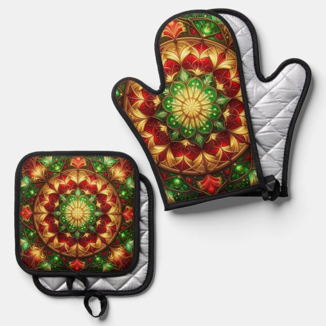 Set De Manoplas Red Green Decorative (Anverso/Reverso)